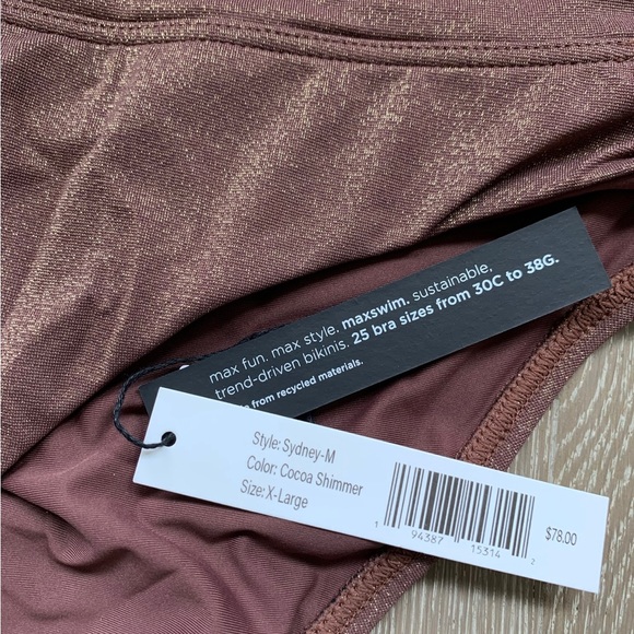 Max Swim Sydney cocoa shimmer bikini bottoms - Picture 3 of 6